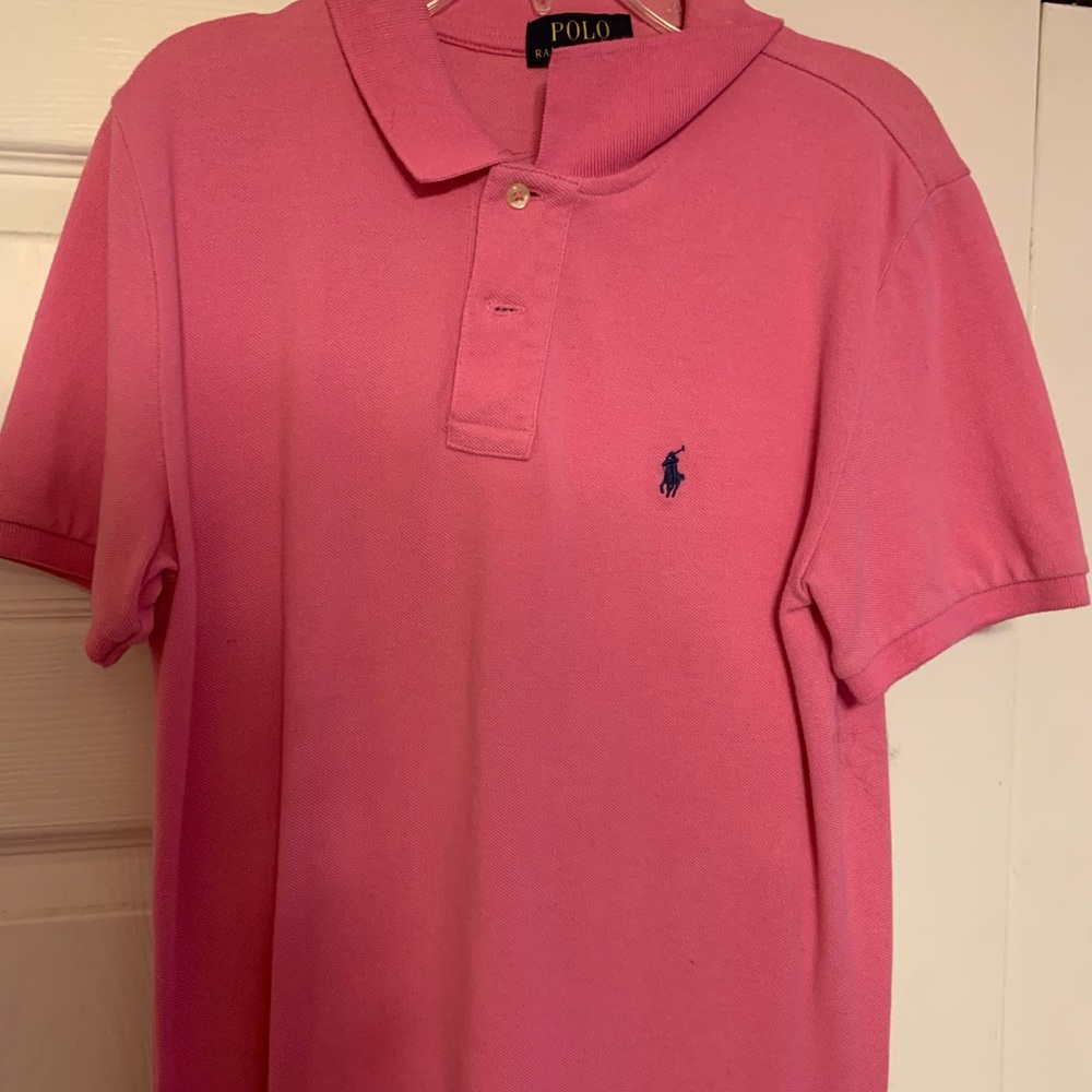 Pink polo shirt sleeve shirt